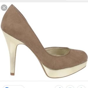 Brown and Gold Fergalicious Heels